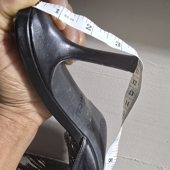 Rouge Helium Rhinestone Embellished Black Heeled Slippers Size 8.5🌴 - Picture 7 of 7